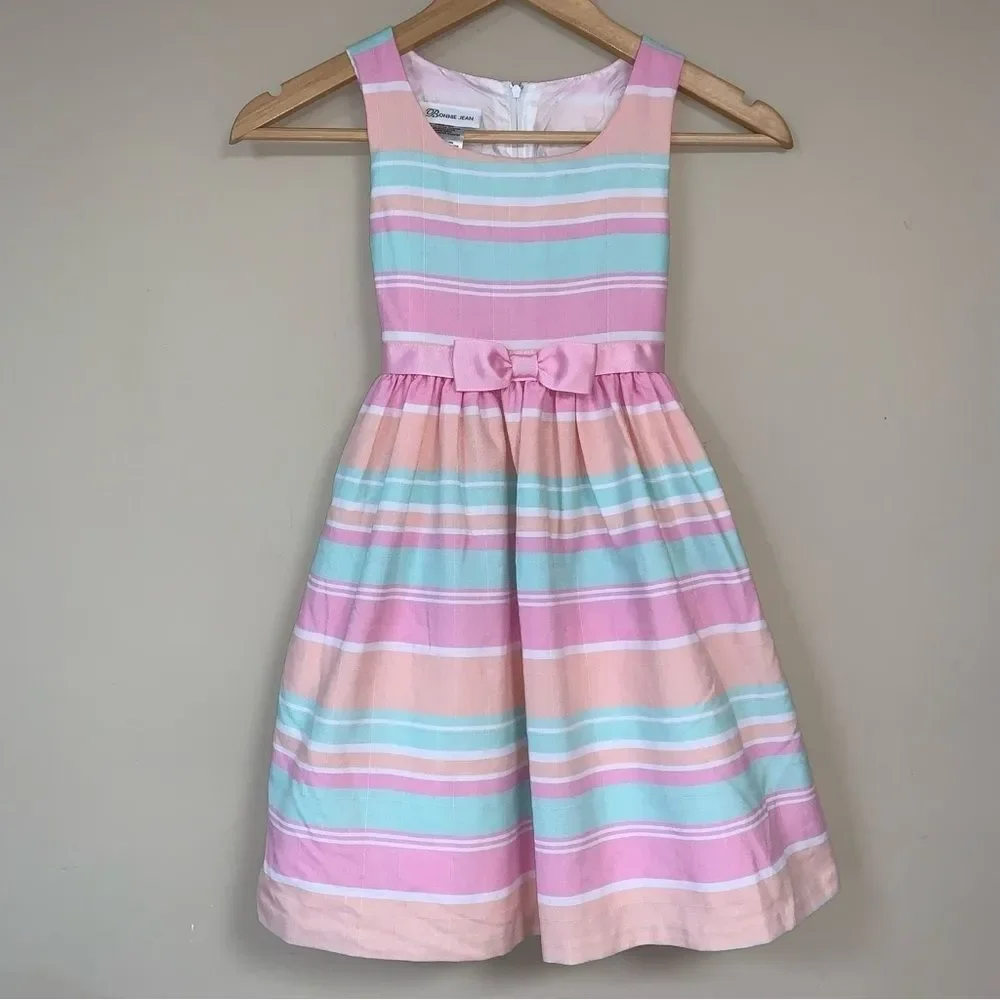 Bonnie Jean Dress 7 Striped Fit & Flare Party Holiday Formal Photoshoot Event